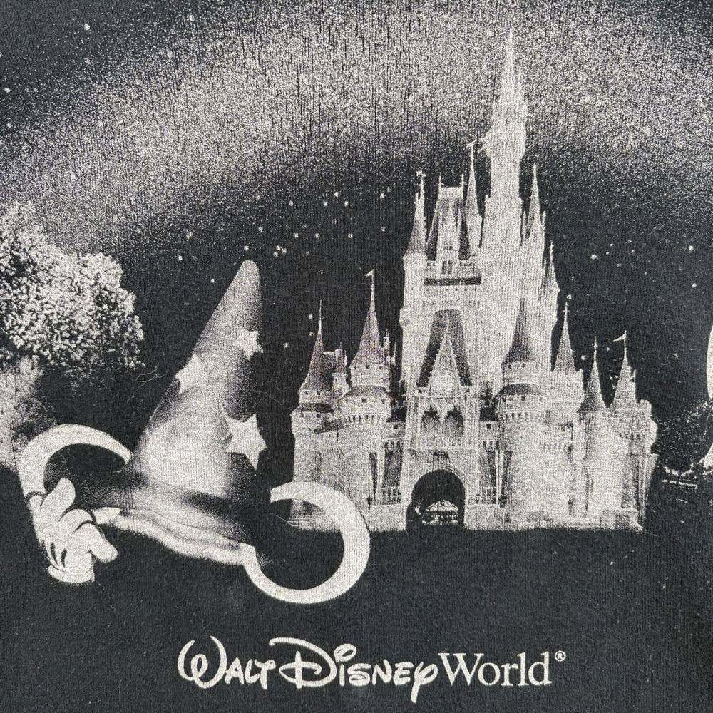 Walt Disney World Graphic T-Shirt Women 2XL Black Glitter Castle Epcot *